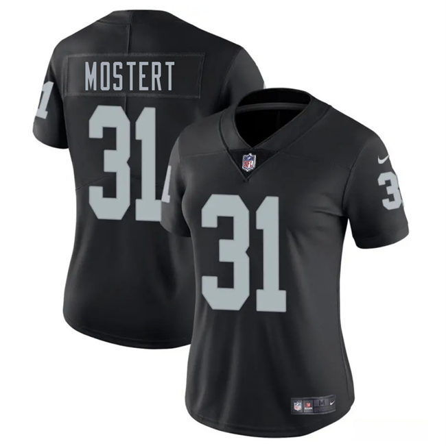Women's Las Vegas Raiders #31 Raheem Mostert Black 2025 Vapor Stitched Jersey(Run Small)
